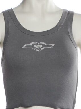 Cherry LA Gray Ribbed Tank Top with White Heart Logo